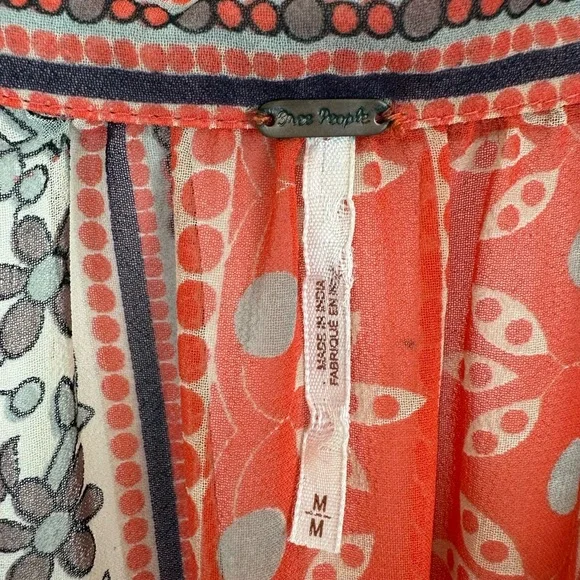 Free Peoplle Moonlight Mile Hot Coral Cinch Back Top Size M - Picture 4 of 10